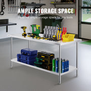 Load image into Gallery viewer, Amocart Stainless Steel Prep Table Commercial Heavy Duty Metal Worktable with 3 Adjustable Height for Restaurant and Home Use