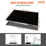 Charger l'image dans la visionneuse de galerie, Amocart 5 Burners 30/36 Inch Electric Induction Cooktop Stove Hob Built-in Burner Cooker Sensor Touch Control Magnetic Cooker