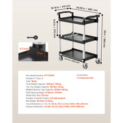 Load image into Gallery viewer, Amocart 3-Tier 300/500Lbs Rolling Utility Cart Storage Rack with Swivel Wheels Food Service Trolley for Office Kitchen Bathroom