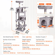 Charger l'image dans la visionneuse de galerie, Amocart Cat Tree for Indoor Cats Cat Tower with Cat Condo Sisal Scratching Post HammockTop Perch Jumping Platforms Dark Grey