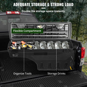 Load image into Gallery viewer, Amocart Truck Bed Storage Box Passenger Side Lockable Lid Waterproof ABS Wheel Well with Password Padlock Tool Box for Trucks