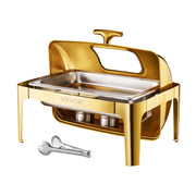 Load image into Gallery viewer, Amocart 9Qt Roll Top Chafing Dish Buffet Stainless Steel Chafer with Full Size Pan Visible Lid Rectangle Catering Warmer Server