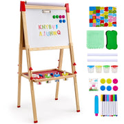 Bild in Galerie-Viewer laden, Amocart Children Magnetic Drawing Board Wooden Double-Sided Kid's Art Easel with Whiteboard Chalkboard for Girls Gifts Toys