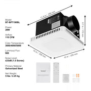Charger l'image dans la visionneuse de galerie, Amocart Bathroom Exhaust Fan 80/110CFM High-Efficiency Ventilation 1.5sones Low Noise Operation Energy-Saving Bathroom Ceiling