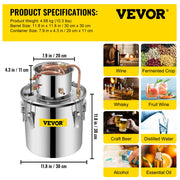 Bild in Galerie-Viewer laden, Amocart 3 5 8 13 Gal Alcohol Still Stainless Steel Alcohol Distiller Copper Tube Home Brewing Kit for DIY Whisky Wine