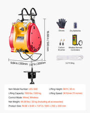Load image into Gallery viewer, 2-in-1 Electric Hoist 1100 lbs 1800W Wired/Wireless Portable Power Winch 98 ft Lifting Height for Garage Factory Towing