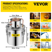 Bild in Galerie-Viewer laden, Amocart 3 5 8 Gal Distiller Moonshine Alcohol Brew Water Wine Essential Oil Brewing Kit Stainless Copper with Pump for Home DIY