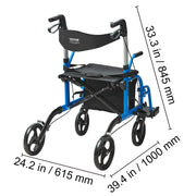 Charger l'image dans la visionneuse de galerie, Amocart 2 in 1 Rollator Walker & Transport Chair for Seniors Folding Rolling Walker Wheelchair Combo & Aluminum Mobility Walker