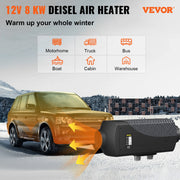Load image into Gallery viewer, Amocart 8KW Diesel Air Heater Muffler Diesel Heater 12V Remote Control Diesel Parking Heater with LCD Switch for Car Truck Boat