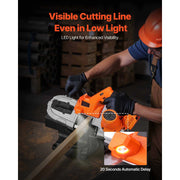 Charger l'image dans la visionneuse de galerie, Amocart 20V Portable Band Saw 2.5-In/5-In Deep Cut 360W Bandsaw 0-120/192 m/min Variable Speed with Brushless Motor Hang Hooks