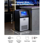 Charger l'image dans la visionneuse de galerie, Amocart 80lbs-440lbs/24H Commercial Ice Maker Machine Stainless Steel Ice Maker with LED Display & Self-Cleaning for Bar Home
