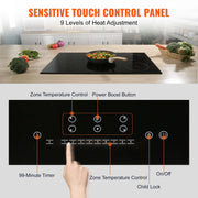 Charger l'image dans la visionneuse de galerie, Amocart 5 Burners 30/36 Inch Electric Induction Cooktop Stove Hob Built-in Burner Cooker Sensor Touch Control Magnetic Cooker