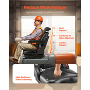 Charger l'image dans la visionneuse de galerie, Amocart Universal Forklift Seat Tractor Suspension Seat w/ Adjustable Back Armrest Headrest& Safety Belt Fold Down Tractor Seat