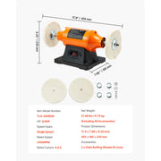 Load image into Gallery viewer, Amocart 1/2HP Bench Buffer Polisher 6-inch 3450RPM Single Speed with 2PCS Cloth Wheels Cast Iron Base for Metal Wood Polishing
