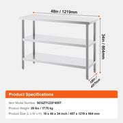 Load image into Gallery viewer, Amocart Stainless Steel Food Prep Table Commercial Kitchen Worktable with 2 Adjustable Undershelf for BBQ Kitchen Garage