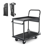 Bild in Galerie-Viewer laden, Amocart 700 lbs 2 Tier Foldable Heavy Push Cart Dolly Platform Hand Truck with Wheels Moving Flatbed Cart for Warehouse Garage
