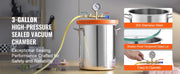 Bild in Galerie-Viewer laden, Amocart 3 Gallon / 5 Gallon Vacuum Chamber, Upgraded Tempered Glass Lid Vacuum Degassing Chamber, 304 Stainless Steel Chamber, for Stabilizing Wood, Resin Degassing, Silicone Degassing and Plaster Degassing