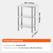 Load image into Gallery viewer, Amocart Stainless Steel Food Prep Table Commercial Kitchen Worktable with 2 Adjustable Undershelf for BBQ Kitchen Garage