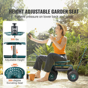 Charger l'image dans la visionneuse de galerie, Amocart Garden Cart Rolling Workseat with Wheels Gardening Stool for Planting 360Degree Swivel Seat Wagon Scooter with Steering