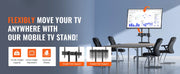 Charger l'image dans la visionneuse de galerie, Amocart Mobile TV Stand Height Adjustable TV Stand w/ Wheels Double Tray for Audio-Visual Devices Rolling TV Stand for Bedroom
