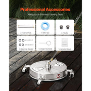 Bild in Galerie-Viewer laden, Amocart Pressure Washer Surface Cleaner PE/Stainless Steel Pressure Washer Attachments with 4 Wheels for Concrete Patio Deck