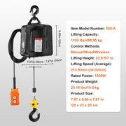 Charger l'image dans la visionneuse de galerie, Amocart 1100lbs 1500W Electric Hoist Winch Portable Power Winch Crane with Wireless Remote Control for Overload Protection