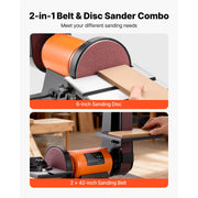 Charger l'image dans la visionneuse de galerie, Amocart 6in Disc Sander & 2in x 42in Belt Sander 420W Bench Belt Disc Sanders Combo for DIY Woodworking Furniture Refinishing