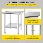 Bild in Galerie-Viewer laden, Amocart Stainless Steel Kitchen Work Bench Commercial Catering Table Worktable w/Undershelf 330LBS 286LBS for Restaurant Garage