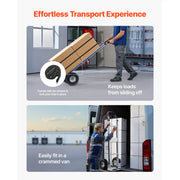 Charger l'image dans la visionneuse de galerie, Amocart 500LBS Hand Truck Dolly with Non-Slip Wheels & Tie-down Strap Aluminum Alloy Portable Trolley for Moving Home Warehouse