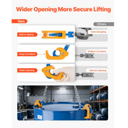 Charger l'image dans la visionneuse de galerie, Amocart 2200LBS Drum Lifting Chain Sling G80 Chain Barrel Lifter with Security Hook Drums Handling Equipment for Crane Forklift