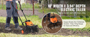 Bild in Galerie-Viewer laden, Amocart 12 Amp Electric Tiller 18" Tilling Width 3.94" Tilling Depth Corded Electric Tiller/Cultivator Steel Mn Tines Rototille