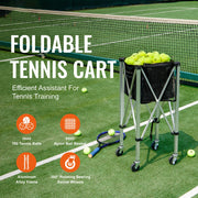 Load image into Gallery viewer, Foldable Tennis Ball Cart Holds 150/180 Tennis Balls Basket Hopper with Wheels for Sports Teaching Baseball Trolley