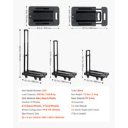 Charger l'image dans la visionneuse de galerie, Amocart Folding Hand Truck 500 lbs Load Capacity Collapsible Luggage Cart with 6 Wheels 2 Elastic Ropes & Expandable Base Black