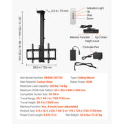 Bild in Galerie-Viewer laden, SucceBuy Motorized TV Wall Mount for 32 to 55/65/70 Inch Adjustable TV Mount Bracket w/ Max VESA 24 x 16/24 in Up to 88-132 lbs