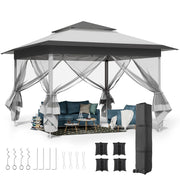 Load image into Gallery viewer, Gazebo 3.3x3.3m Waterproof Stable Pop Up Folding Gazebo, Adjustable Garden Gazebo with 4 Mosquito Net Side Panels & Double Roof