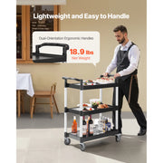 Load image into Gallery viewer, Amocart 3-Tier 300/500Lbs Rolling Utility Cart Storage Rack with Swivel Wheels Food Service Trolley for Office Kitchen Bathroom
