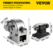 Bild in Galerie-Viewer laden, Amocart Dividing Head Precision Semi Universal BS-0 5" / 4" 3-Jaw Indexing Head Tailstock & Chuck for Drilling Milling Grinding