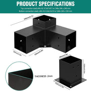 Bild in Galerie-Viewer laden, Amocart Pergola Bracket Kit 160x160 x150cm 4pcs 3/4Way Easy Installation For Gazebos Patio Pergolas Log Cabin Outdoor Hardware