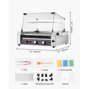 Charger l'image dans la visionneuse de galerie, Amocart 5 7 11 Rollers Hot Dog Roller Stainless Steel Sausage Grill Cooker Commercial Hot Dog Machine with Dual Temp Control