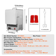 Load image into Gallery viewer, Amocart Tabletop Kiln Melter 1500W Electric Kiln 2192℉ Max Precise Control Stainless Steel Gold Melting Furnace Wax Casting
