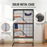 Load image into Gallery viewer, Amocart 64.6" Rolling Metal Ferret Cage Large 4-Tier Critter Nation Cage Small Animal Cage for Rats Hamster Guinea Chinchilla