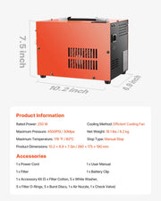Charger l'image dans la visionneuse de galerie, Amocart PCP Air Compressor 4500PSI/30Mpa Portable w/ Built-in Converter & Fan Cooling System DC12V/AC120V Manual-Stop Air Rifle