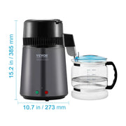 Charger l'image dans la visionneuse de galerie, Amocart Water Distiller 4L 1.05 Gallon Pure Water Purifier Filter For Home Countertop750W Distilled Water Maker Stainless Steel