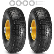 Charger l'image dans la visionneuse de galerie, Amocart 2-Pack Solid PU Run-Flat Tire Wheel 10" Flat Free Tubeless Tires and Wheels for Dollies Garden Trailers Various Carts