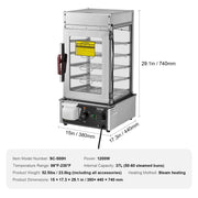 Bild in Galerie-Viewer laden, SucceBuy Commercial Food Warmer Display Food Steamer Bun Warmer Machine Temperature Control Stainless Steel Steamed Buns Warmer