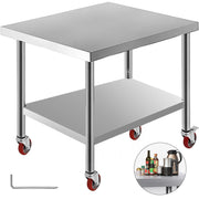 Charger l'image dans la visionneuse de galerie, Amocart Stainless Steel Kitchen Worktable shelves Commercial Work Bench Table with Caster Wheels for Home Restaurant Storage