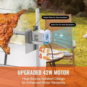 Bild in Galerie-Viewer laden, Amocart 35inch Rotisserie Grill Electric Motor Charcoal Spit Grill Stainless Steel Roaster w/Lockable Wheels for Camping