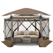 Load image into Gallery viewer, 12x12 FT Screened Gazebo, Pop Up Stargazing Canopy Tent, Khaki | Gazebos On Clearance with Removable Roof,Instant, Customized