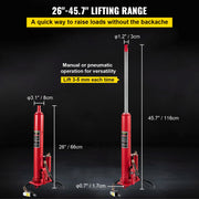 Bild in Galerie-Viewer laden, Amocart Hydraulic/Pneumatic Long Ram Jack 8 Tons/17363 lbs Capacity with Single Piston Pump & Clevis Base Manual Cherry Picker
