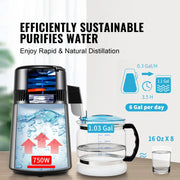 Charger l'image dans la visionneuse de galerie, Amocart Water Distiller 4L 1.05 Gallon Pure Water Purifier Filter For Home Countertop750W Distilled Water Maker Stainless Steel